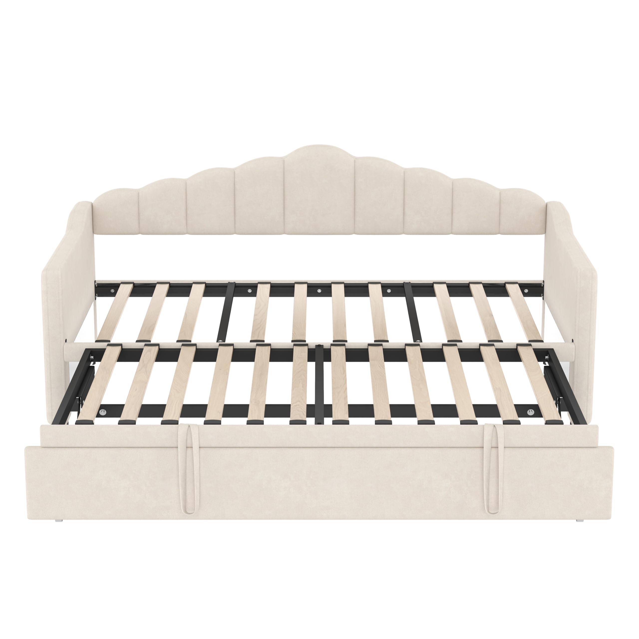 Twin Daybed with Pop Up Trundle, Upholstered Modern Velvet Sofa Bed