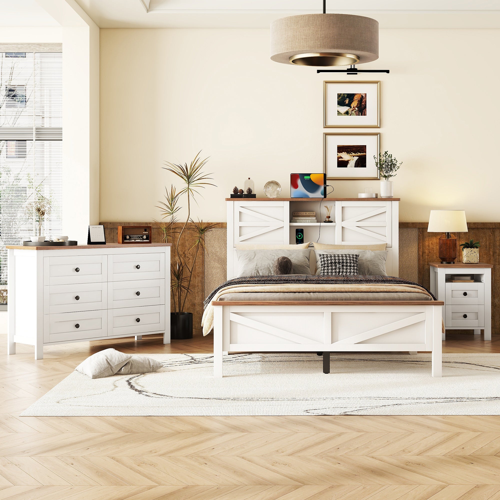 The Atlas Wooden Bedroom Set - Platform Bed, Nightstand & Dresser